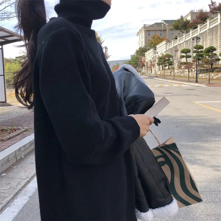Easy-Fitting Turtleneck Sweater Dress