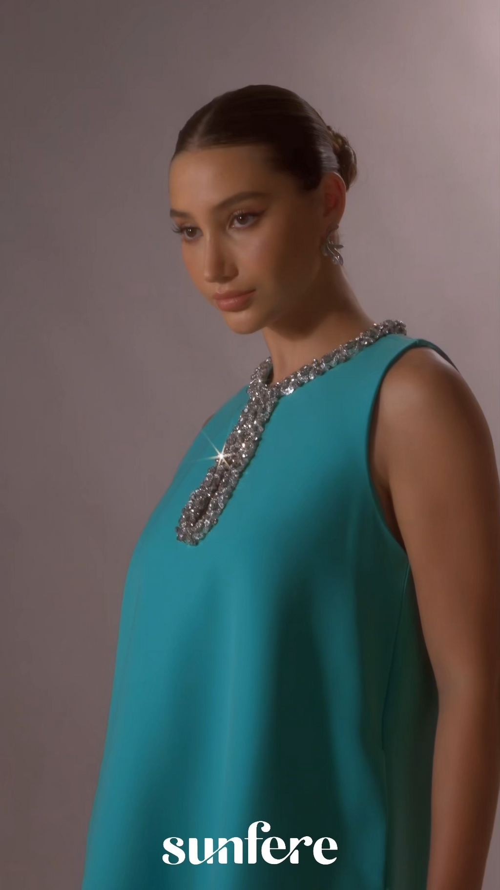 Fresh Feeling Mint Embellished Keyhole Mini Dress