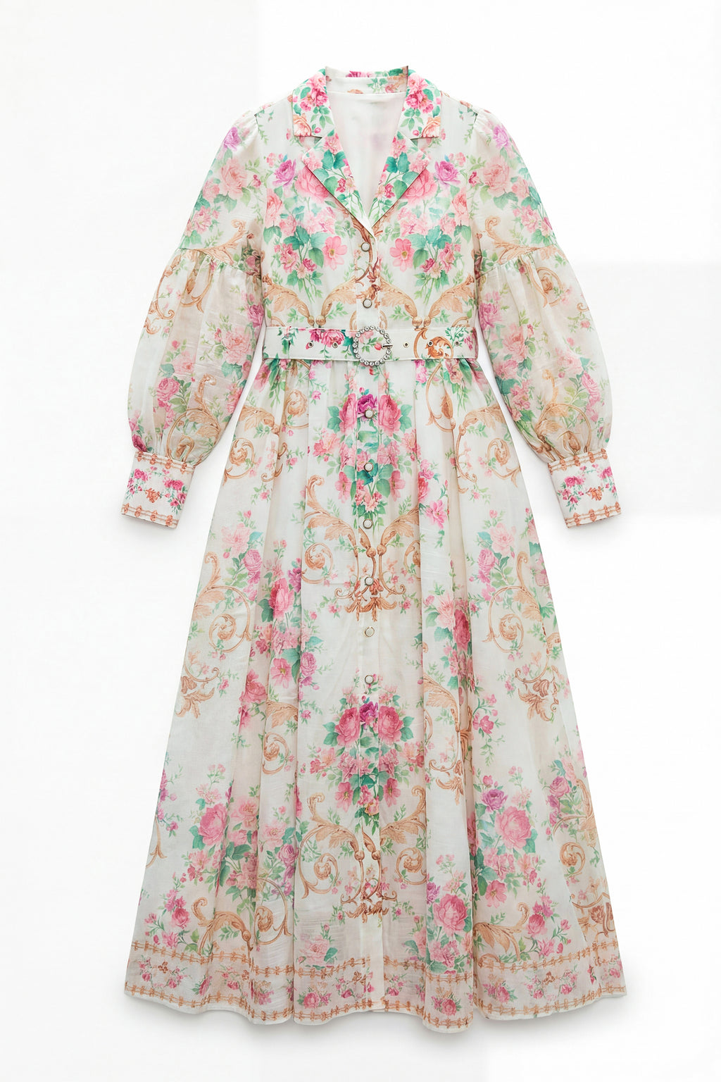 Petal Grace White Floral Print Puff Sleeve Maxi Dress
