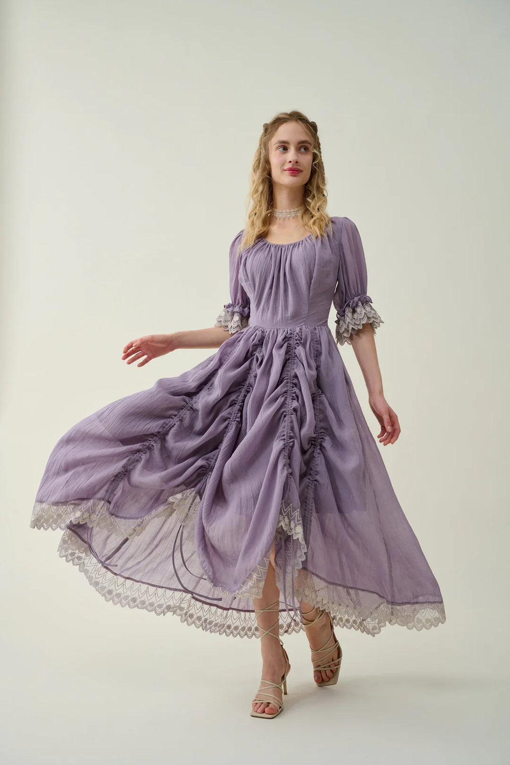 Elowen 27 | Lace Linen dress gown ( 2 way to wear )