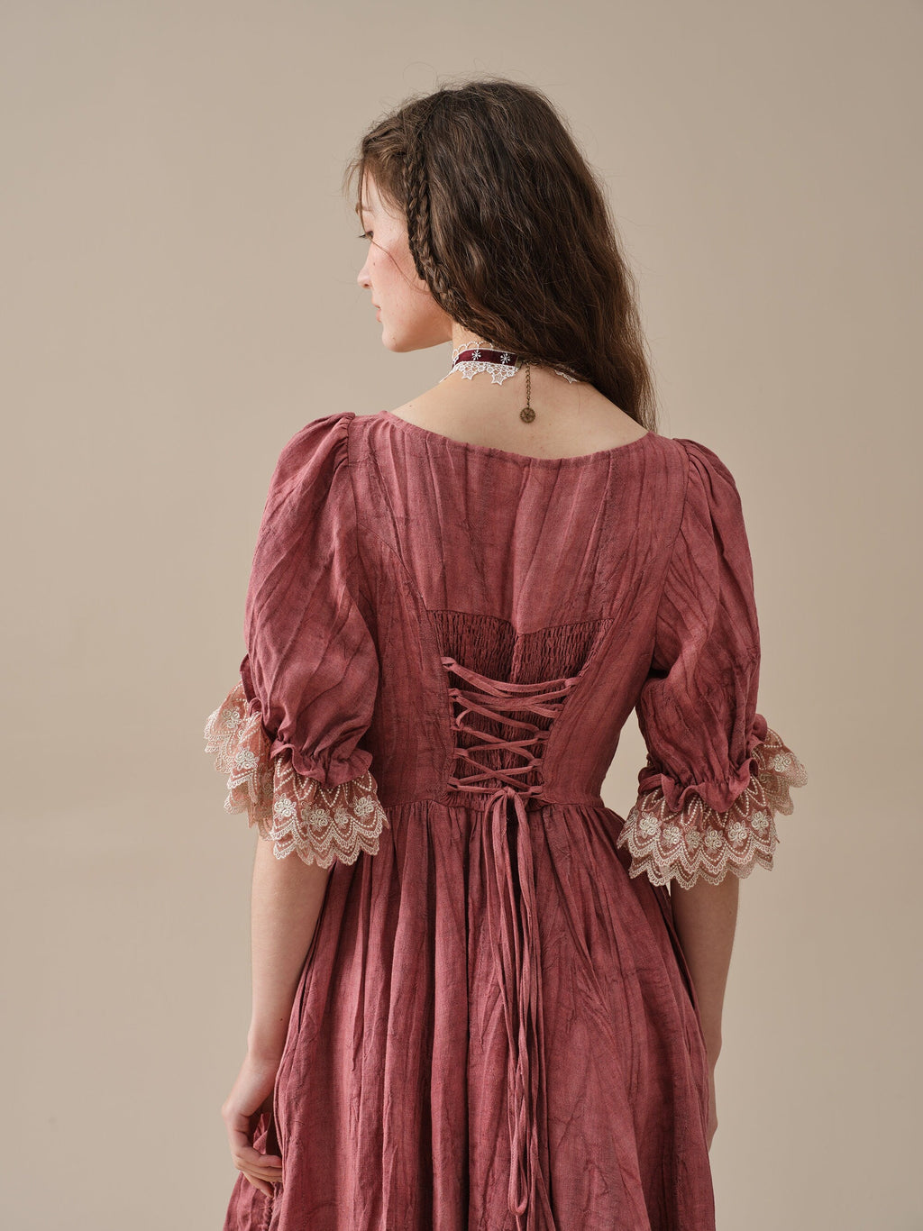 Elowen 27 | Lace Linen dress gown ( 2 way to wear )