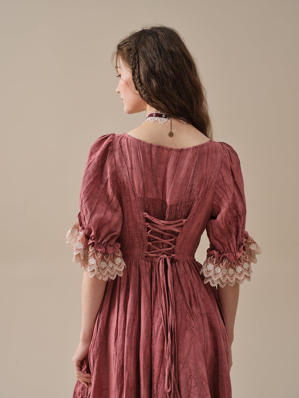 Elowen 27 | Lace Linen dress gown ( 2 way to wear )