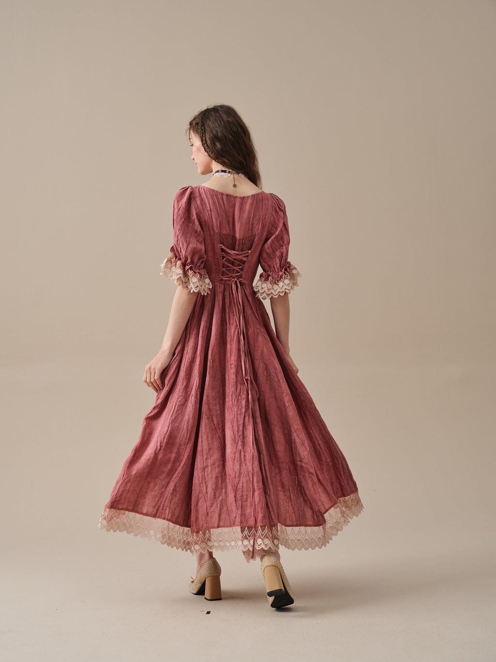 Elowen 27 | Lace Linen dress gown ( 2 way to wear )