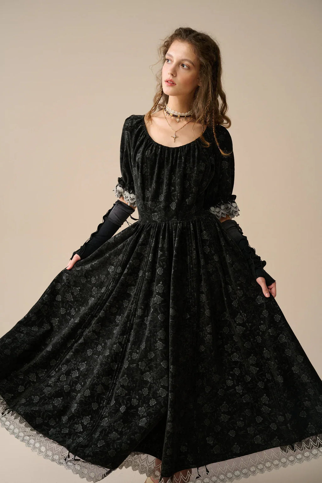 Elowen 27 | Lace Linen dress gown ( 2 way to wear )
