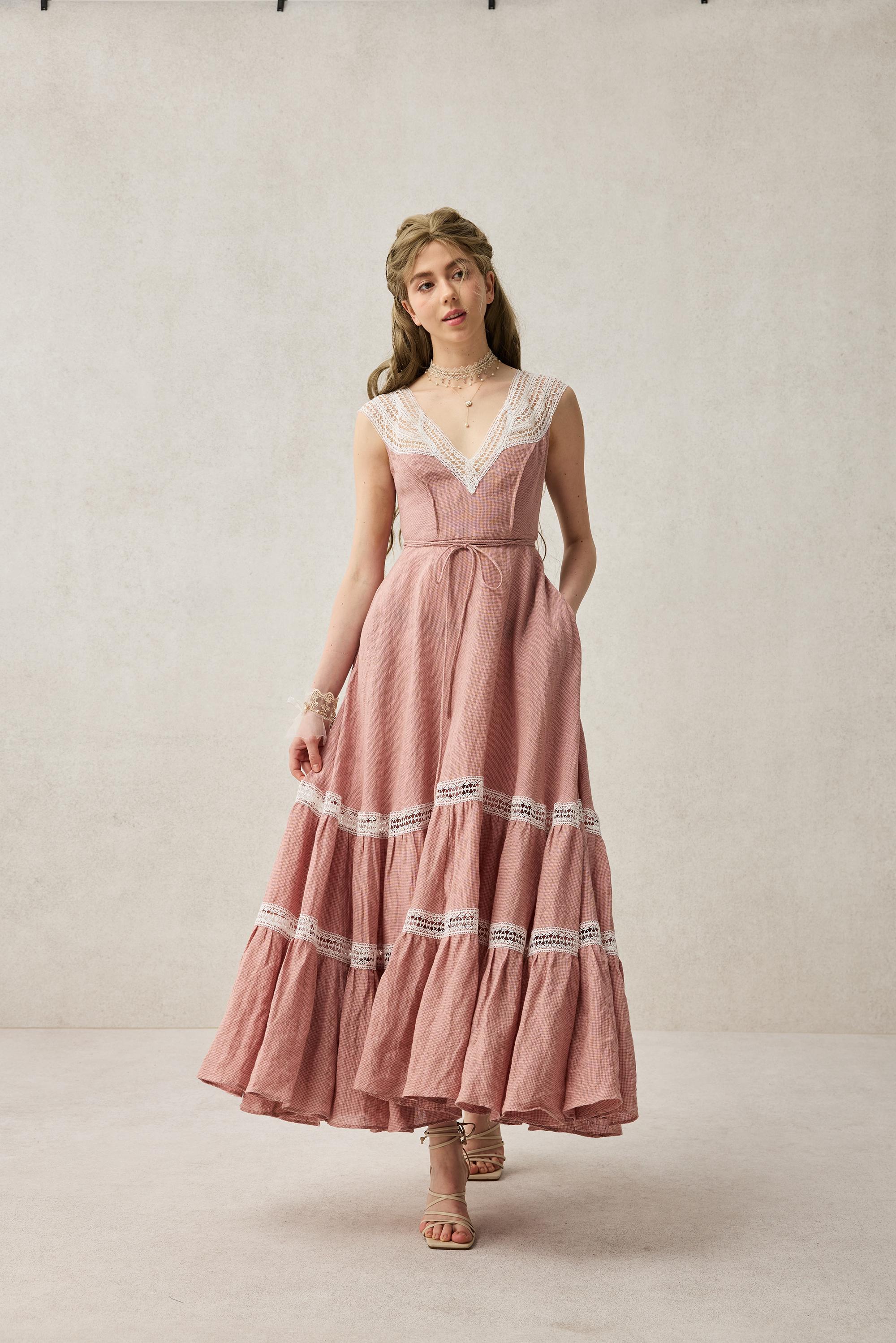 Cherry Tree 25 | Lace Linen flared dress