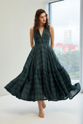 Moon River 24 | V-neck pintucked linen dress gown