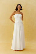 Classic Beauty White Strapless Button Front Maxi Dress