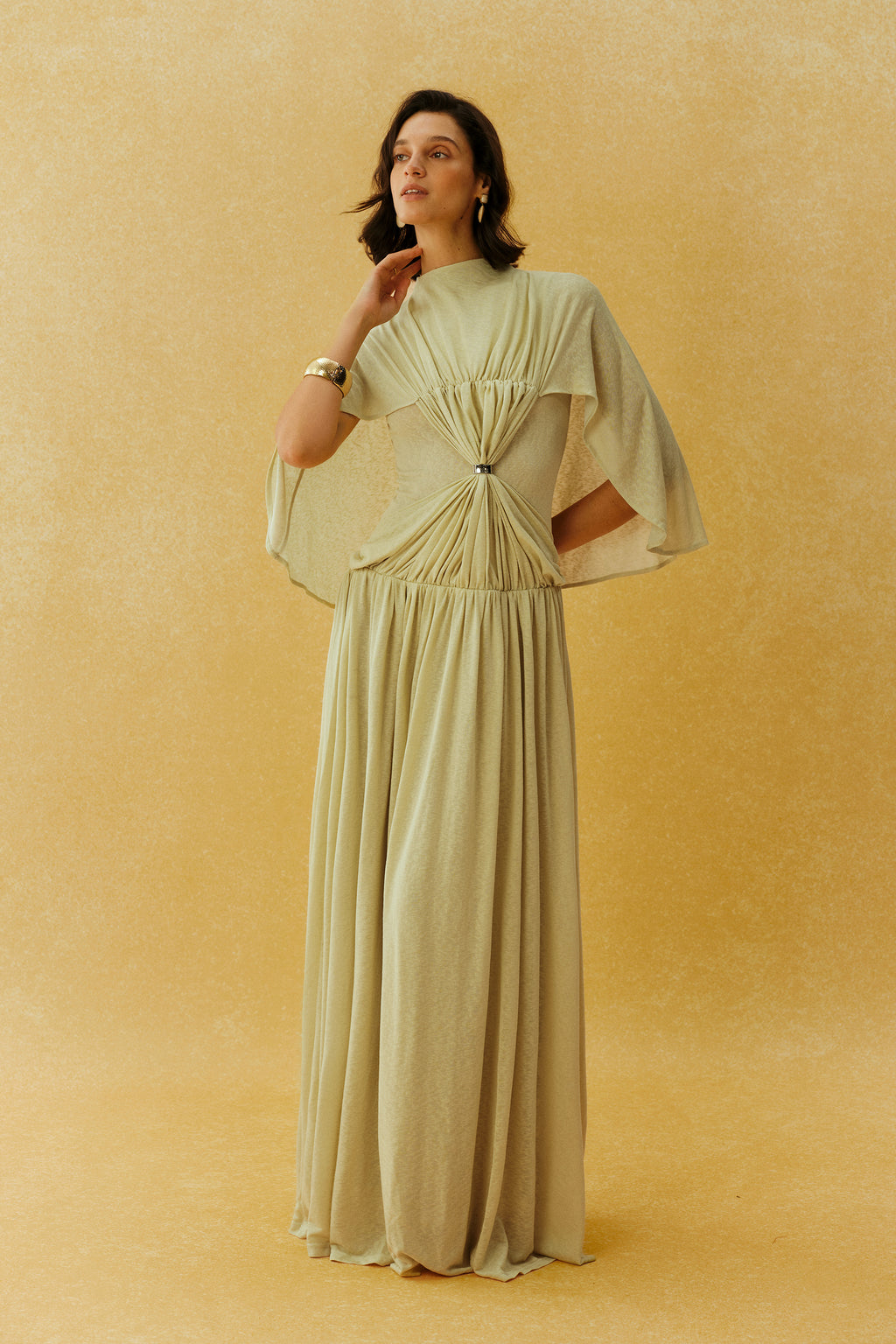 Enchanting Dream Green Cape Sleeve Knit Maxi Dress