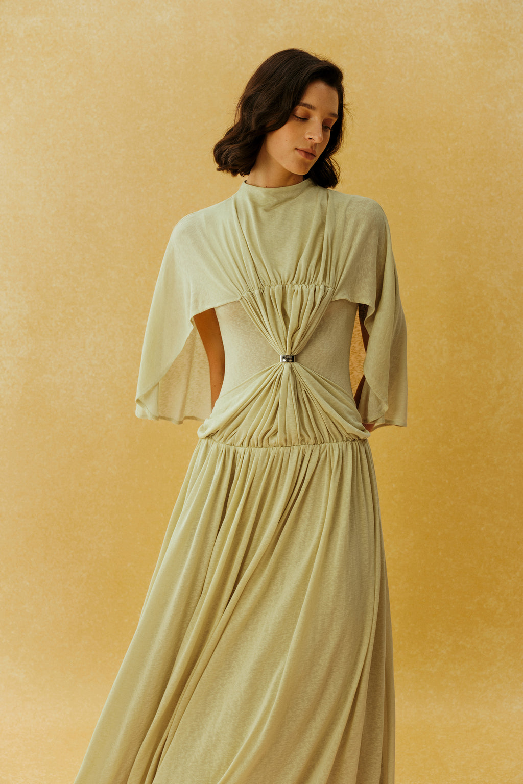 Enchanting Dream Green Cape Sleeve Knit Maxi Dress