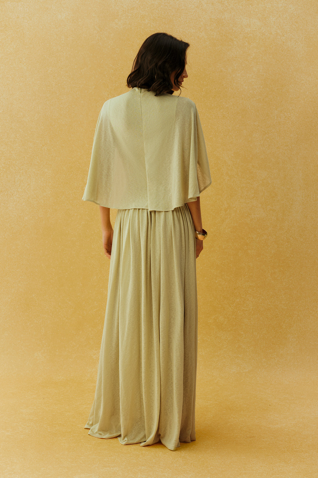 Enchanting Dream Green Cape Sleeve Knit Maxi Dress