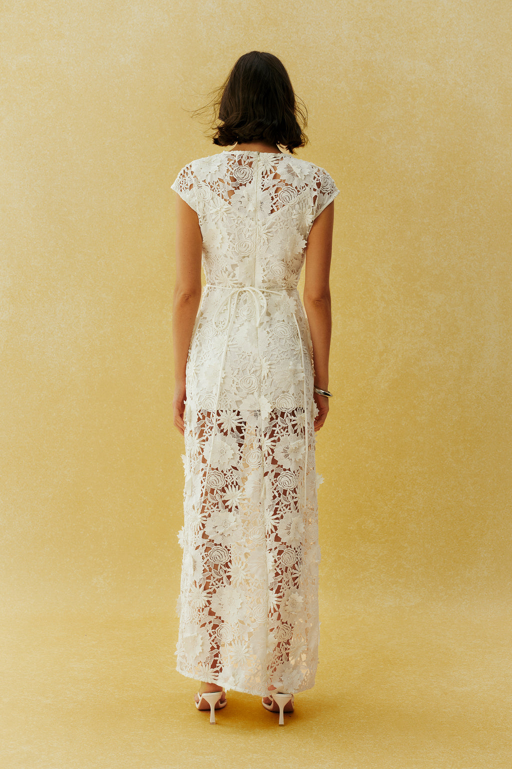 Before the First Kiss White Floral Lace Cap Sleeve Maxi Dress