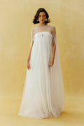 Following My Heart White Sheer Cape Sleeve Tulle Maxi Dress