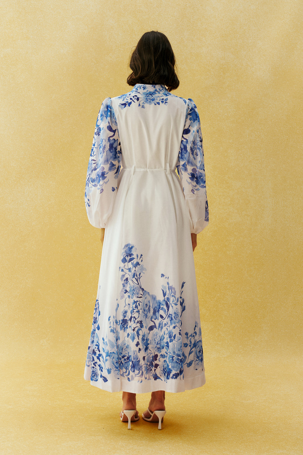Naturally Charming White Floral Print Stand Collar Maxi Dress