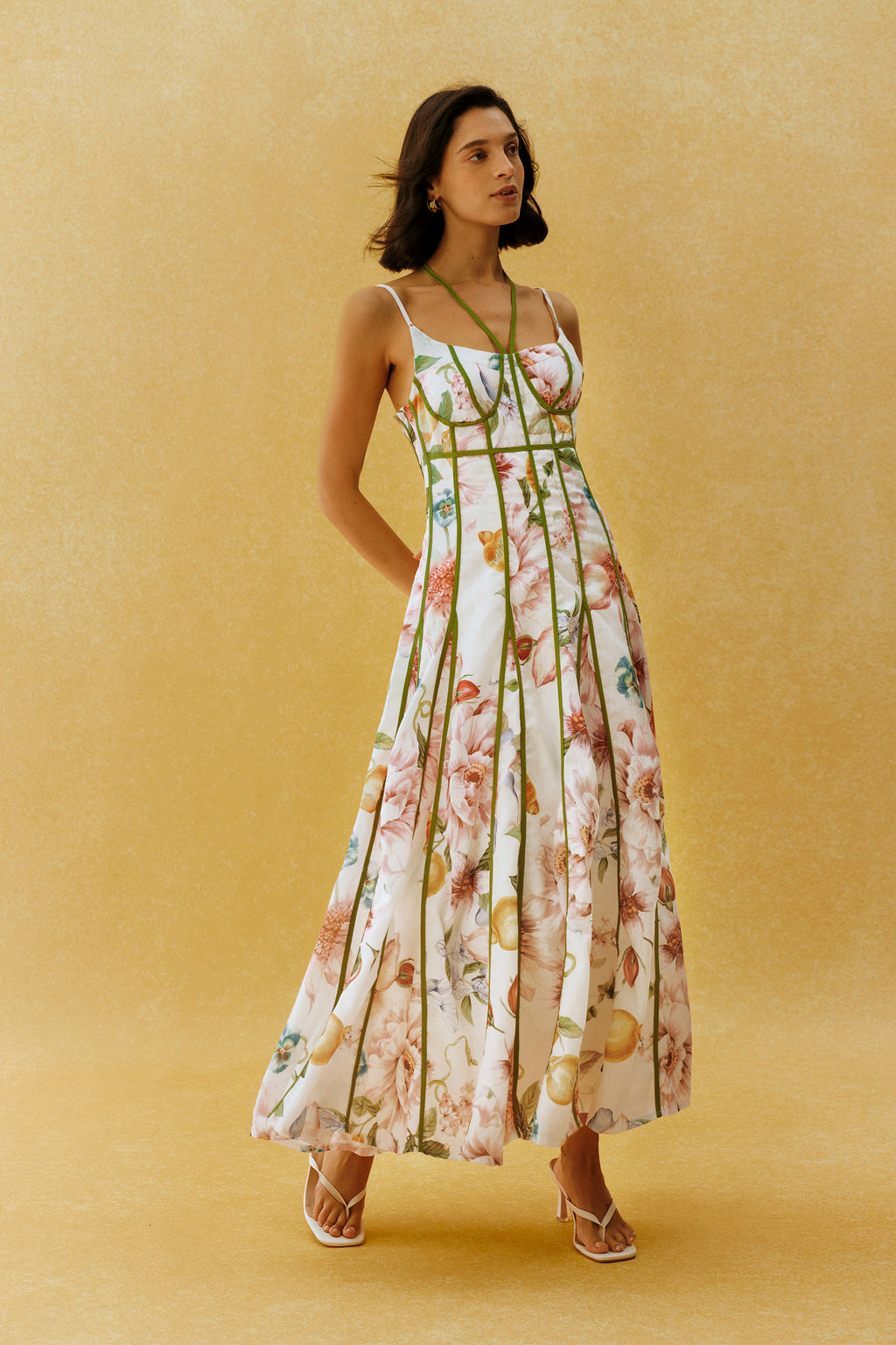 Falling For You White Floral Print Corset Maxi Dress
