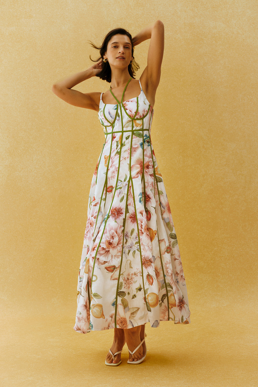 Falling For You White Floral Print Corset Maxi Dress