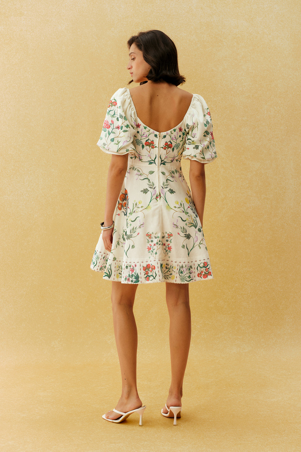 Pretty Hours White Floral Print Puff Sleeve Mini Dress