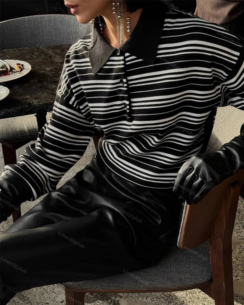 Vintage Contrast Stripe Sweater