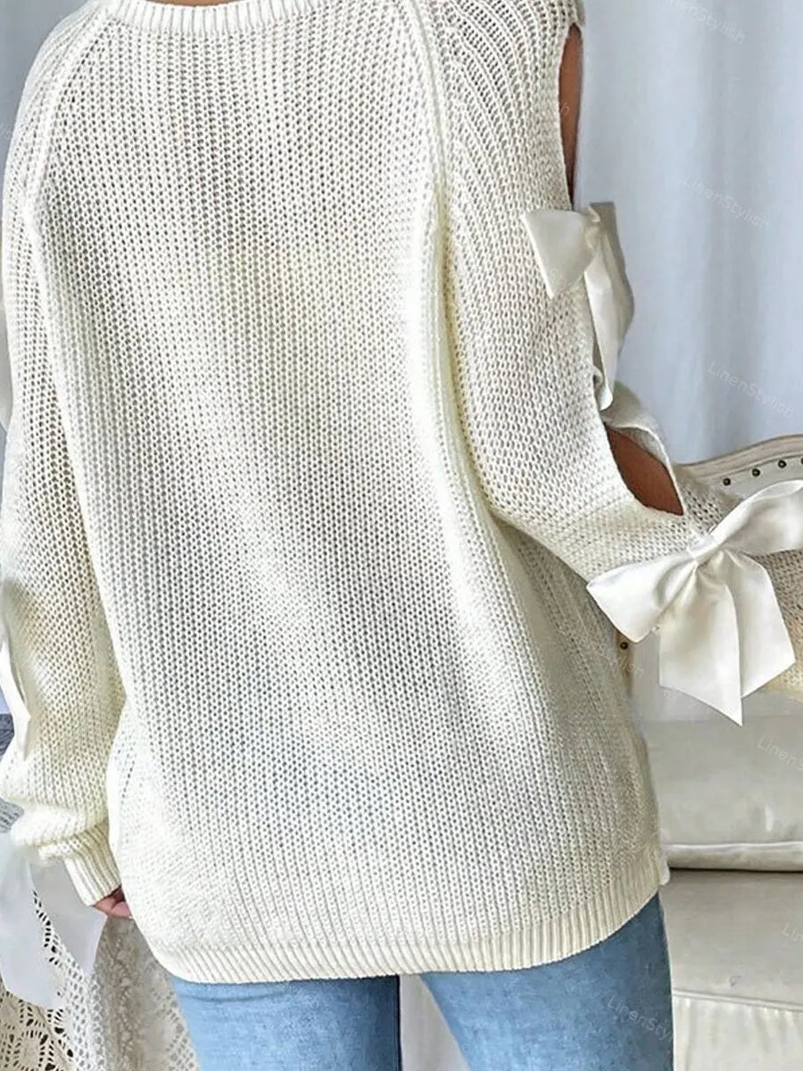 Crewneck Bow Long Sleeve Sweater