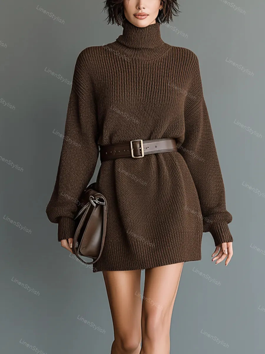 Turtleneck Knitted Mini Dress