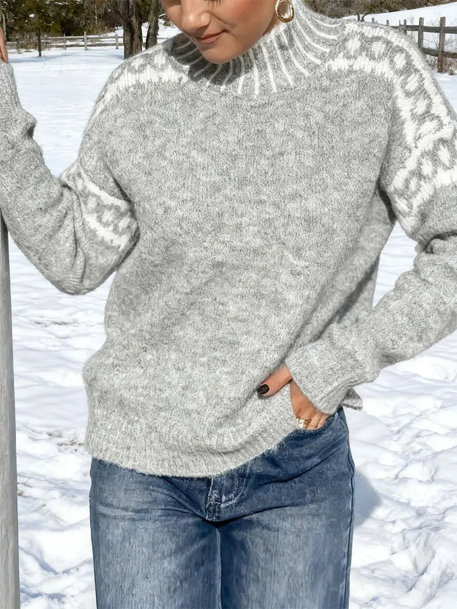 High Collar Warm Pattern Fashion Sweater