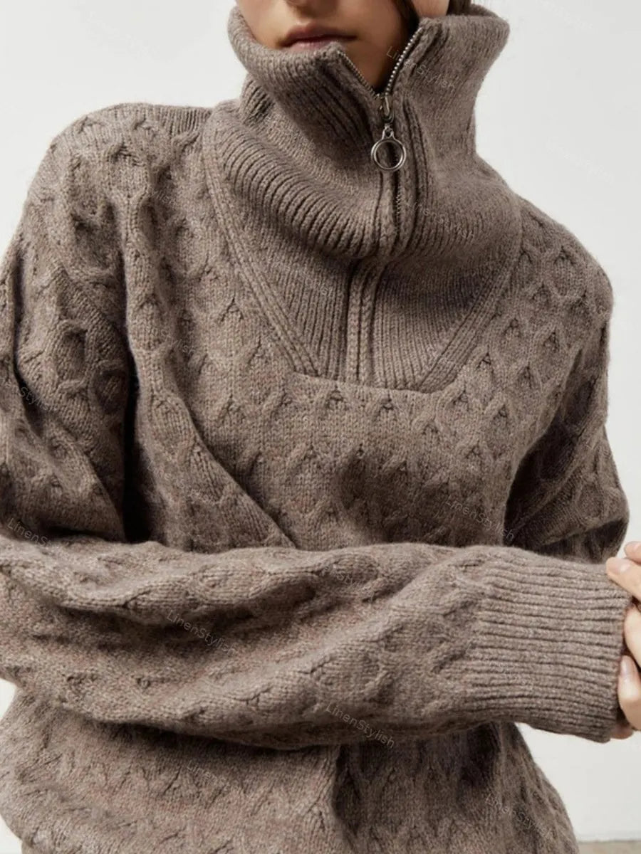 Turtleneck Half-Zip Sweater